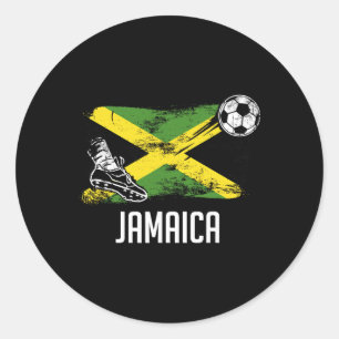 Jamaika-Flaggen-Trikot jamaikanische Fußballmannsc Runder Aufkleber
