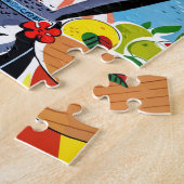 Jamaika, Frau am Donkey an der Küste, lustig Puzzle (Seite)