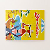 Jamaika, Frau am Donkey an der Küste, lustig Puzzle (Horizontal)