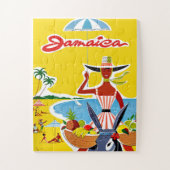 Jamaika, Frau am Donkey an der Küste, lustig Puzzle (Vertikal)