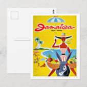Jamaika, Frau mit Regenschirm, Jahrgang Postkarte (Vorne/Hinten)