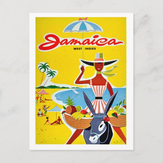Jamaika, Frau mit Regenschirm, Jahrgang Postkarte (Vorderseite)