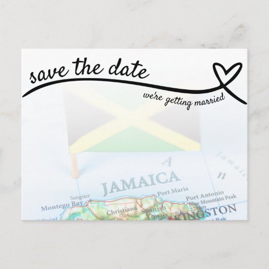 Jamaika-Hochzeit in Urlaubsort Save the Date Postkarte (Vorderseite)