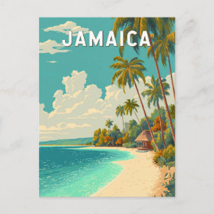 Jamaika Illustration Reise Kunst Vintage Postkarte