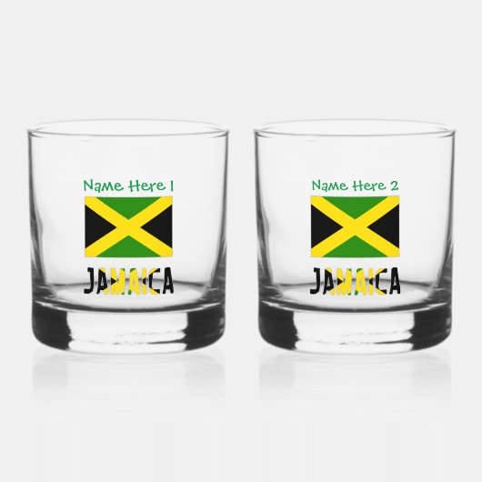 Jamaika Jamaica Flag Green Personalisierung Whiskyglas (Vorderseite)