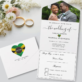 Jamaika Jamaica Flag Heart Modern Foto Wedding All In One Einladung