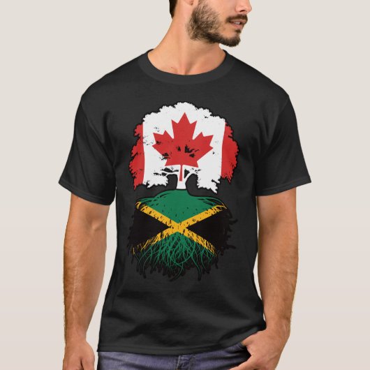Jamaika Jamaika Kanadische Tree-Roots-Flagge T-Shirt (Vorderseite)