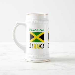 Jamaika Jamaikanische Flagge Grün Personalisierung Bierglas