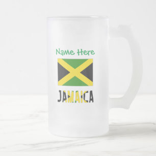 Jamaika Jamaikanische Flagge Grün Personalisierung Mattglas Bierglas