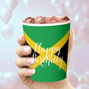 Jamaika Jamaikanische Flagge Happy Birthday Party Pappbecher