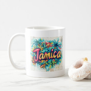 Jamaika  Karibik Flaggen Graffiti  Kaffee Kaffeetasse