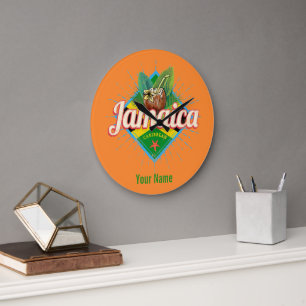 Jamaika karibische Retro-Flagge Urlaub vintage Große Wanduhr