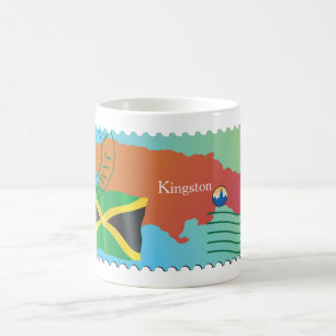 Jamaika-Karte im Stil einer Postgebühr-Stempelmark Kaffeetasse
