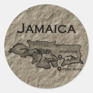Jamaika-Karte (vintage) Runder Aufkleber