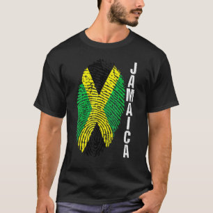 Jamaika Länder Flagge Fingerabdruck Grafik Ärmel  T-Shirt