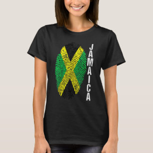 Jamaika Länder Flagge Fingerabdruck Grafik Ärmel T-Shirt