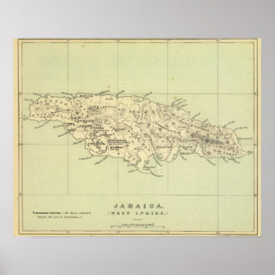 Jamaika lithographierte Karte Poster