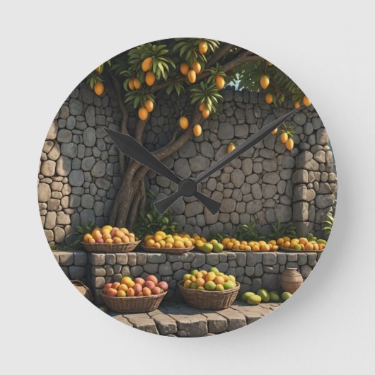 Jamaika Mango Stimmung Runde Wanduhr (Vorderseite)