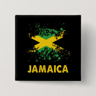 Jamaika Retro-Aquarellbild Jamaika-Flagge Button