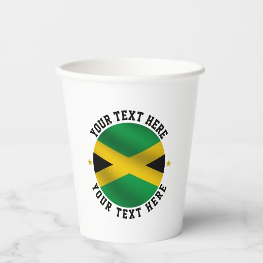 Jamaika-Rundtext Jamaikanische Flagge Pappbecher (Vorderseite)