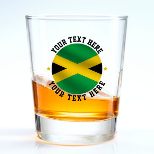 Jamaika-Rundtext Jamaikanische Flagge Schnapsglas