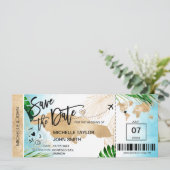 Jamaika Save the Date Boarding Pass Beach Tropical Einladung (Stehend Vorderseite)