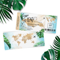 Jamaika Save the Date Boarding Pass Beach Tropical