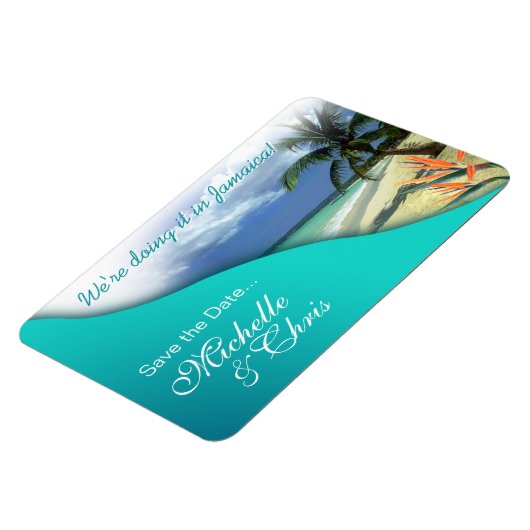 Jamaika Save the Date (Smaragdgewässer) Magnet (Linke Seite)