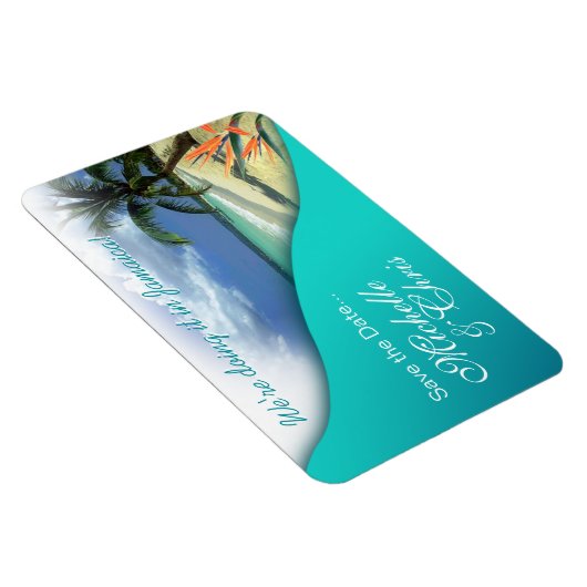 Jamaika Save the Date (Smaragdgewässer) Magnet (Rechte Seite)