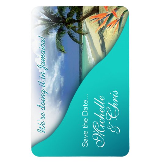 Jamaika Save the Date (Smaragdgewässer) Magnet (Vertikal)