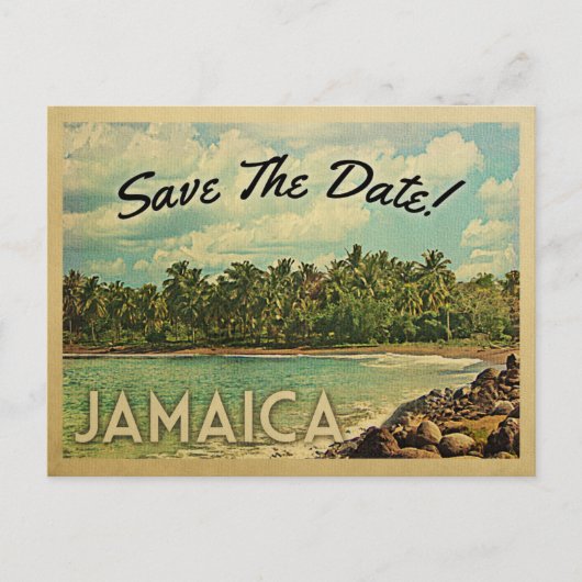 Jamaika Save the Date Vintage Postkarten (Vorderseite)