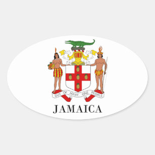 JAMAIKA - Symbol/Wappen/Flagge/Farben/Emblem Ovaler Aufkleber