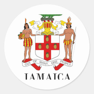 JAMAIKA - Symbol/Wappen/Flagge/Farben/Emblem Runder Aufkleber