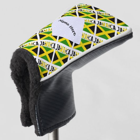 Jamaika und Jamaika-Flagge mit Ihrem Namen Golf Headcover (3/4 Vorderseite)