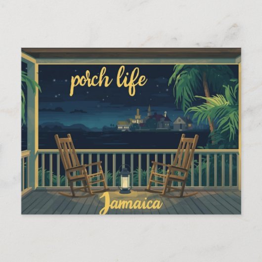 Jamaika Veranda Leben Abend Postkarte (Vorderseite)