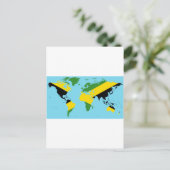 Jamaika World - Jamaikanische Flagge Karte der Wel (Stehend Vorderseite)