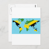 Jamaika World - Jamaikanische Flagge Karte der Wel (Vorne/Hinten)