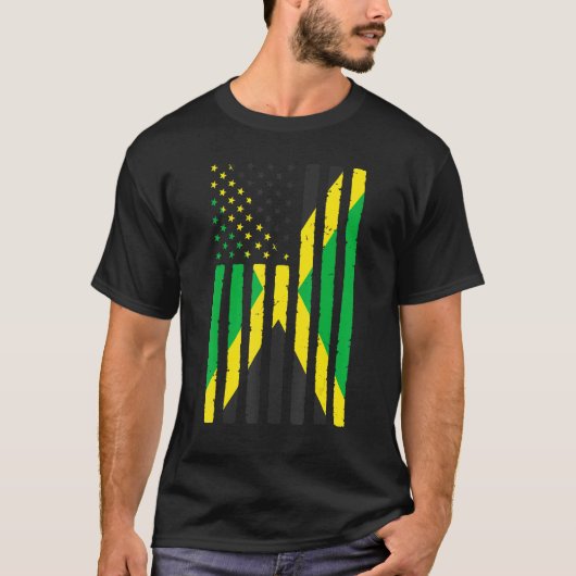 Jamaikaner Roots Usa Flaggenerbe Hälfte Jamaica Am T-Shirt (Vorderseite)
