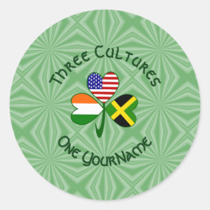 Jamaikanisch Irisch Amerikanische Kleeblattflagge Runder Aufkleber
