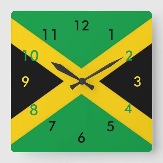 jamaikanische Flag-Uhr Quadratische Wanduhr (Vorderseite)