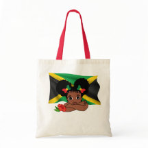 jamaikanische Flagge mit Girl & Hibiskus Blume Tot