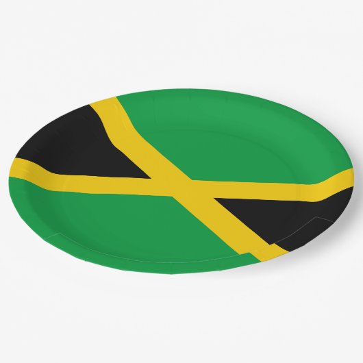 jamaikanische Flagge Pappteller (Schrägansicht)