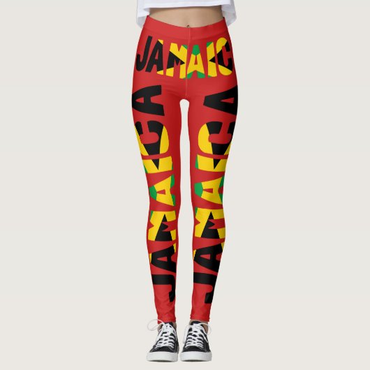 Jamaikanische Flagge Rote Leggings (Vorderseite)