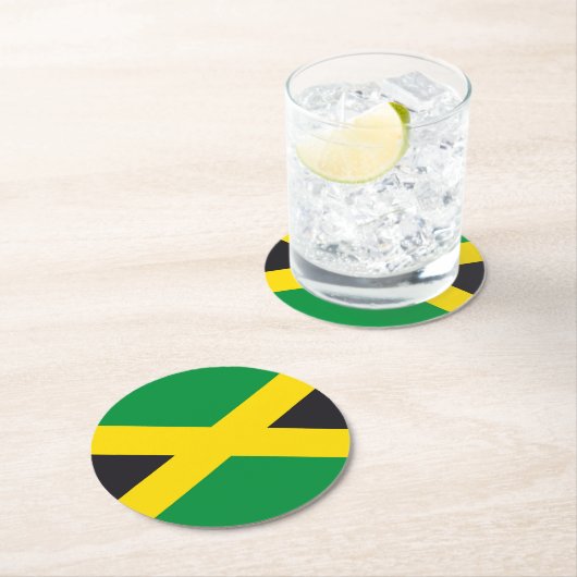 Jamaikanische Flagge Runder Pappuntersetzer (Vor Ort)