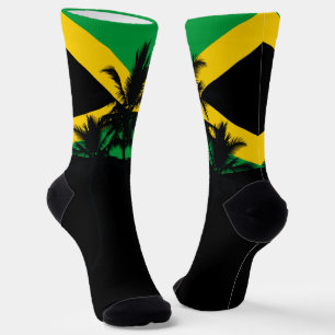 Jamaikanische Flagge Tropische Palmen Socken