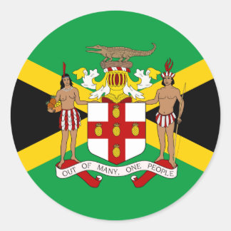 jamaikanische Flagge & Wappen, Flagge Jamaikas Runder Aufkleber