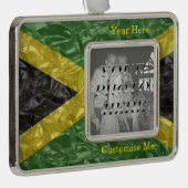 jamaikanische Flagge - zerknittert Rahmen-Ornament Silber (Rechts)