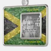 jamaikanische Flagge - zerknittert Rahmen-Ornament Silber (Links)