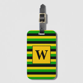 Jamaikanische Flaggenfarben gestrichen Monogramm Gepäckanhänger