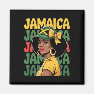 Jamaikanische Frauen Mädchen Jamaika-Flagge Urlaub Magnet